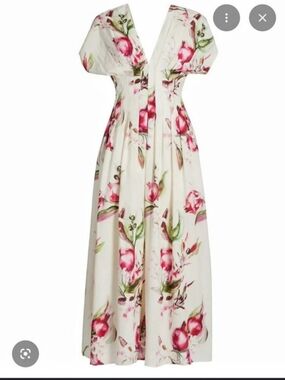 Nicholas Pomegranate Floral Print Maxi Dress, Cream & Pink